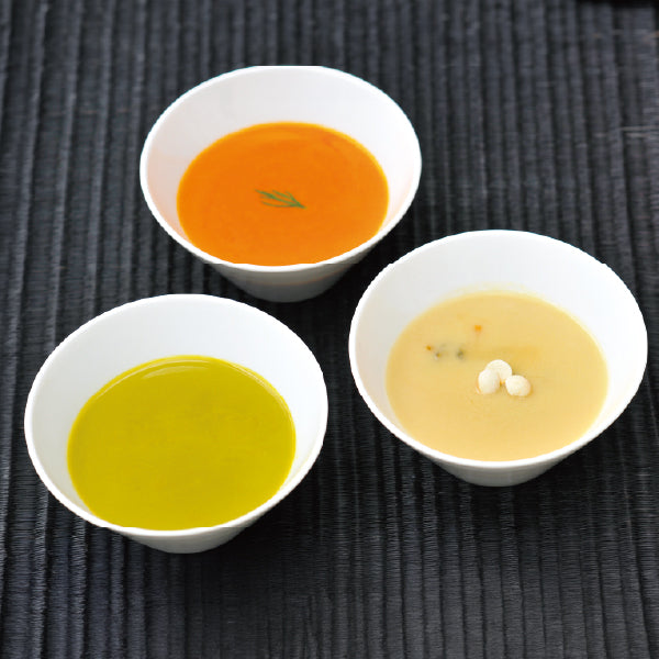 海の幸 スープ3種｜鮑グリーンスープ・伊勢えびスープ・帆立クリーム